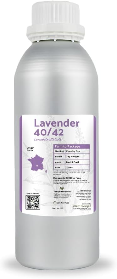 Lavender 40/42 Essential Oil Direct from France - Essential Oil for Candle Making and Soaps - Pure Lavender 40/42 Oil for Aromatherapy, Skincare, Haircare, Perfumes (2lbs)