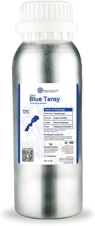 Organic Blue Tansy Essential Oil Direct from Malagassi Essential Oils - Ideal in Face Oil - Organic Blue Tansy for Candle Making and Soap Making (2 lbs)