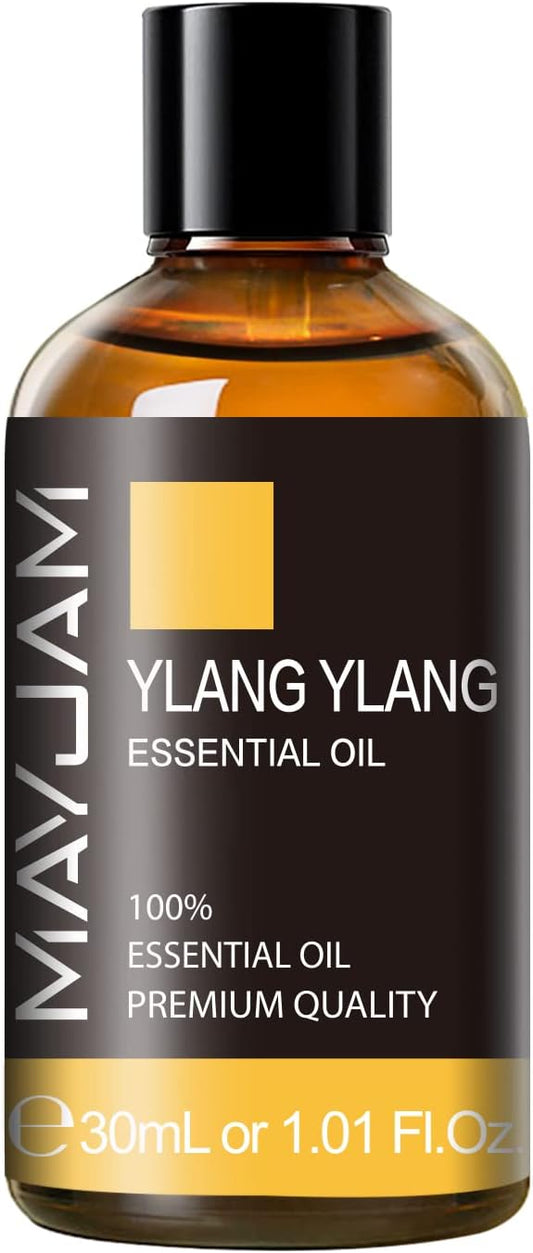 MAYJAM Ylang Ylang Essential Oil with Glass Dropper, MAYJAM 1.01fl.oz Ylang Ylang Oil Essential Oils for Diffusers, Humidifier, Yoga, Soap Candle Making