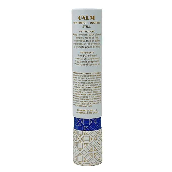 Essential Oil Rollerballs, .34 OZ, Calm - Sodalite Crystal Infused - Scents of Chamomile, Howood, & Sage - Aromatherapy Roll On Oils, Skin Care, Massage