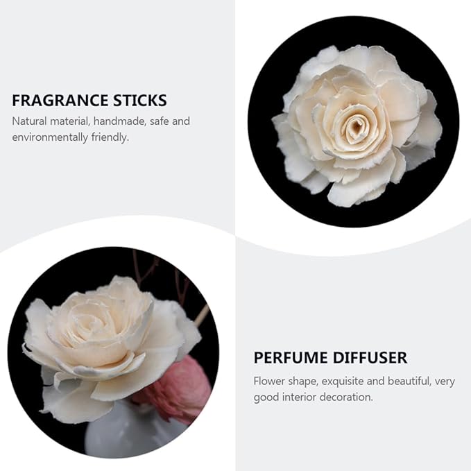 6pcs Fire-Free Peony Diffused Flowers Natural Floral Aroma Rattan Diffusers 4.5cm Hole Home Fragrance Set for Living Room and Bathroom