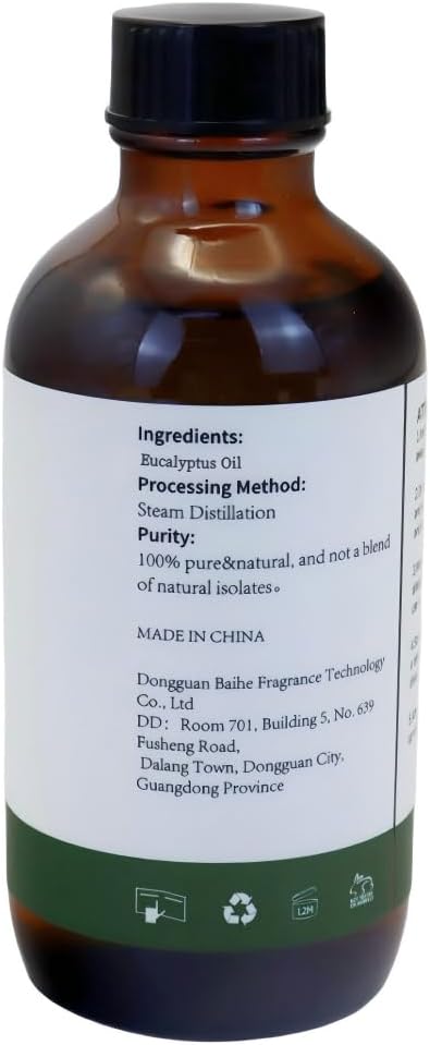 Eucalyptus Essential Oil, 4Fl.Oz (118ML) 100% Pure&Natural Oils for Aromatherapy Diffusers, Humidifiers,DIY Candle and Soap Making, Gift,Plant Scent,Christmas Gifts,(Eucalyptus)
