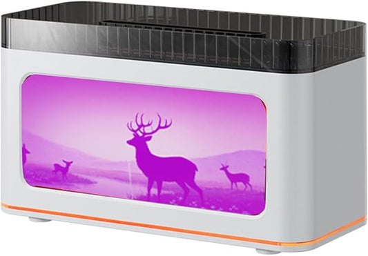 Essential Oils Diffuser, 200ml Ultrasonic Aroma Diffusers with Cool Mist, Salt Lamp Aromatherapy Diffuser with Auto-Off Protection for Home, Office, Bedroom (White - Deer)
