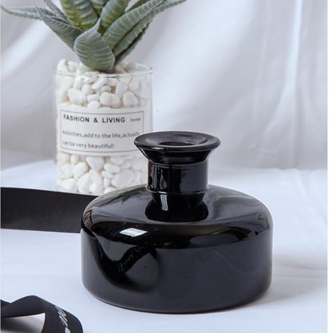 2 Pcs 200ml Empty Reed Diffuser Bottle and 20 pcs Black Reed Diffuser Sticks Refill Set for Bathroom Hotel Home Decoration(Black, 200ml)