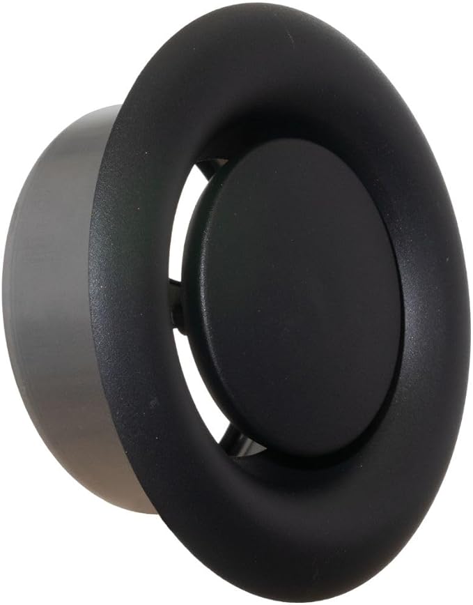 4 inch Black/Anthracite Metal Diffuser - Adjustable Vent for Wall - Ceiling Duct Cover - Exhaust Air Valve - Round Ventilation Covers for Bathroom Kitchen Garage