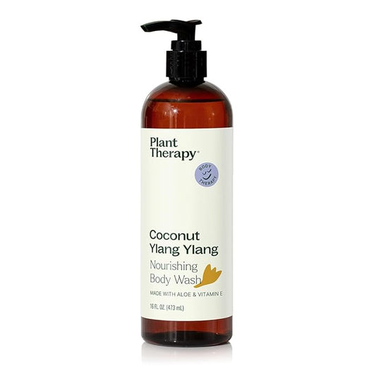 Plant Therapy Coconut Ylang Ylang Natural Body Wash 16 oz For all Skin Types, Sulfate Free Body Wash, For Men or Women, Sweet & Tropical Natural Scent, Luxurious Lather, Cleanses & Soothes Skin