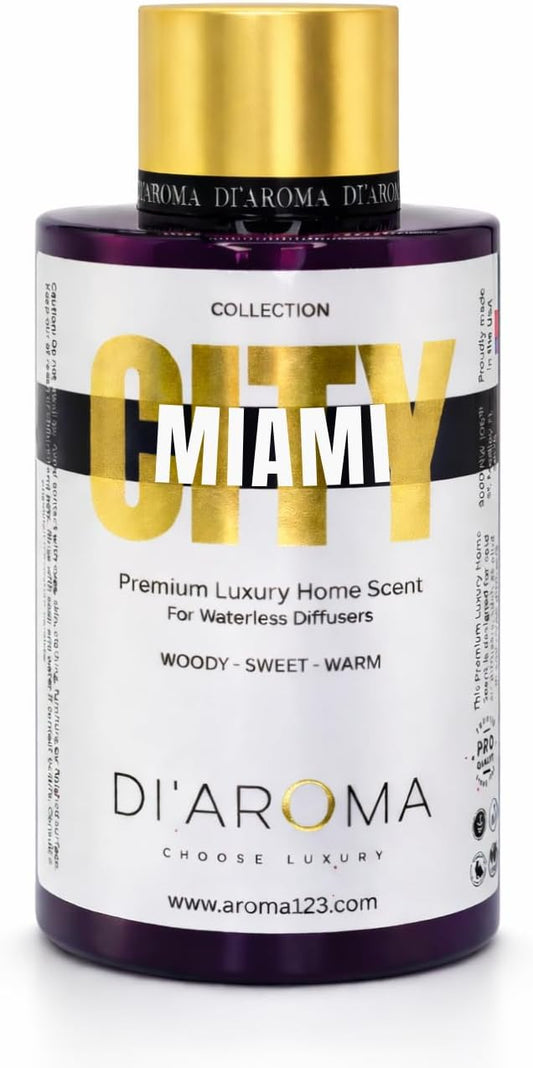 Di'Aroma Miami Aroma Oil Blend 120ml – Premium Diffuser Oil for Home, Waterless & Essential Oil Diffusers, Long Lasting Home Fragrance, City Collection, Made in USA (120ml, Miami)
