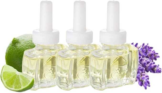 Scent Fill 100% Natural Lavender Lime Plug in Air Freshener, Scented Oil Refills, 3 Refills