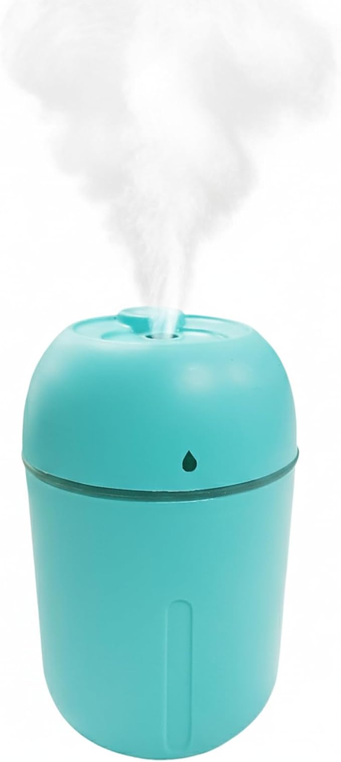 Mini USB Humidifier - Large Capacity, Ultra-Quiet 20dB, 2 Modes (Continuous/Intermittent) with Anti-Dry Burn & Night Light, Nano Mist for Room/Car/Office Desk (<10㎡) (Sky Blue, 330ml)