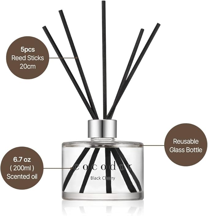 COCODOR Signature Reed Diffuser/White Jasmine/6.7oz(200ml)/2 Pack/Reed Diffuser, Reed Diffuser Set, Oil Diffuser & Reed Diffuser Sticks, Home Decor & Office Decor, Fragrance and Gifts, Mother's Day