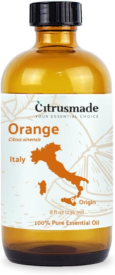 Orange Essential Oil - Direct from Citrusmade in Sicily- Aceite de Naranja Dulce for Home Care, Skincare $ Aromatherapy - Premium Therapeutic Grade (8oz)