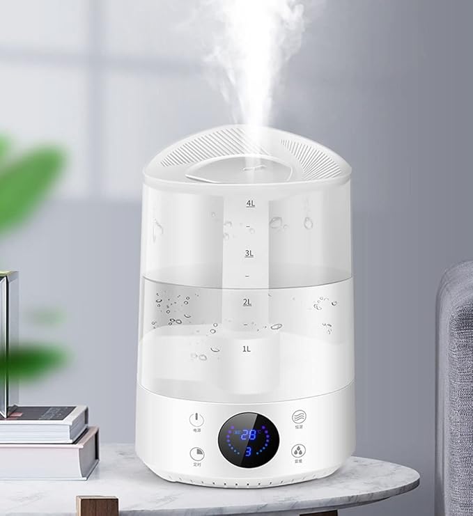 4L Humidifiers for Bedroom Large Room, Easy to Clean Humidifier Ultrasonic & Essential Oil Diffuser, Room Humidifier for Bedroom Baby Plant Cool Mist, Top Fill, Quiet, 360° Nozzle, Auto Off, Wh