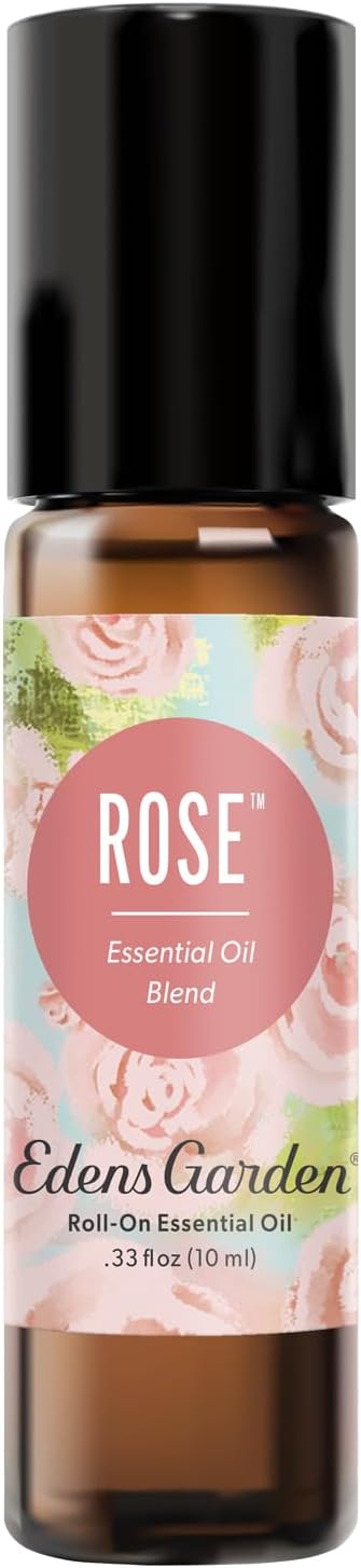 Edens Garden Rose Essential Oil Roll-On – Pre-Diluted Floral Blend, 100% Pure Aromatherapy & Natural Perfume for Romance & Self-Care, Skin Safe, 10 ml (.33 fl oz)