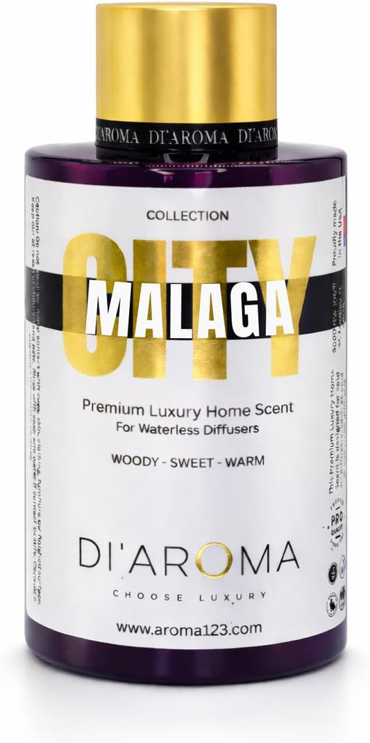 Di'Aroma Malaga Aroma Oil Blend 120ml – Premium Diffuser Oil for Home, Waterless & Essential Oil Diffusers, Long Lasting Home Fragrance, City Collection, Made in USA (120ml, Malaga)