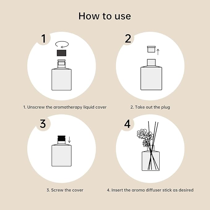 XEPTLE Sandalwood Reed Diffuser, Air Freshener, Fragrance Oil Diffuser with 5 Reeds, Eliminate Odors, Scented Diffuser Set for Bathroom,Bedroom,Office,Home,Yoga, 7.04 oz, Black