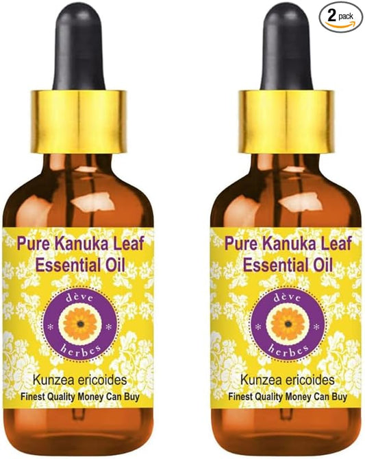 dève herbes Kanuka Essential Oil (Kunzea ericoides) with Glass Dropper Pure | Non-Sticky | Non-Greasy | Lightweight | Men & Women | All Skin Types | Steam Distilled 5ml X 2 (0.33 oz)