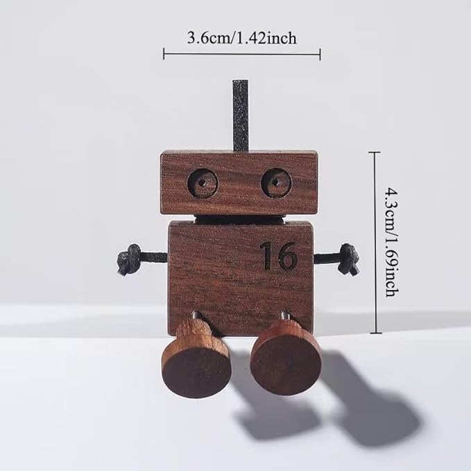 Car Air Diffuser - 2-in-1 Shaking Wooden Man Figurine & Refillable Aroma Vent Clip with 5ml Capacity + 5 Sticks, Walnut Wood Essential Oil Air Freshener, Car Dashboard Decor Gift for Driver