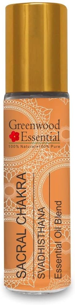 Greenwood Essential Sacral Chakra (Svadhisthana) Oil - Ideal for Meditation, Purification, Yoga, Chakra Alignment, Relaxation, Healing & Rituals, 8ml (0.27 oz)