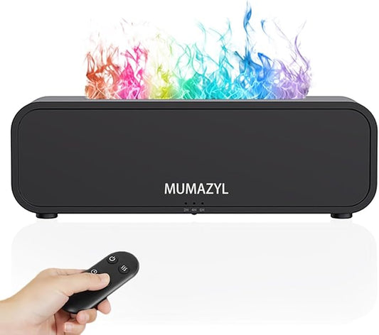 Essential Oil Diffuser, Flame Essential Oil Diffuser Humidifier, Music Sync Colorful Flame Diffuser, Timer & Waterless Auto Off 250ml Humidifier with 7 Colors Light for Home (Black)