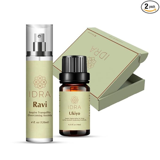IDRA Morning Clarity Set – Energizing Essential Oil & Face Mist Duo | Boost Focus, Positivity & Morning Energy | Natural Aromatherapy Gift Set for Clarity & Balance (Ravi Mist + Ukiyo Oil)