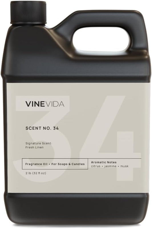 VineVida 32oz Fresh Linen Scent Oil - Fragrance for Candle & Soap Making - Made in USA