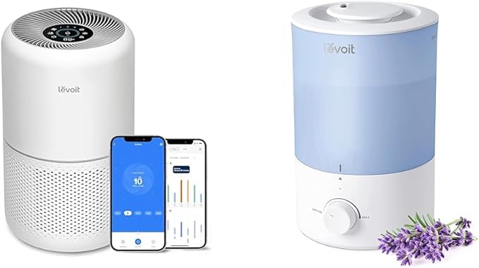 LEVOIT Air Purifiers for Home Bedroom, Smart WiFi, Auto Mode, Covers Up to 1095 Ft² ft & Dual 150 Humidifiers for Bedroom Large Room, 3L Cool Mist Top Fill Essential Oil Diffuser