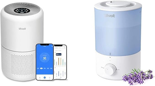 LEVOIT Air Purifiers for Home Bedroom, Smart WiFi, Auto Mode, Covers Up to 1095 Ft² ft & Dual 150 Humidifiers for Bedroom Large Room, 3L Cool Mist Top Fill Essential Oil Diffuser