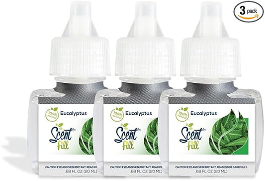 Scent Fill 100% Natural Eucalyptus Plug in Air Freshener, Scented Oil Refills, 3 Refills