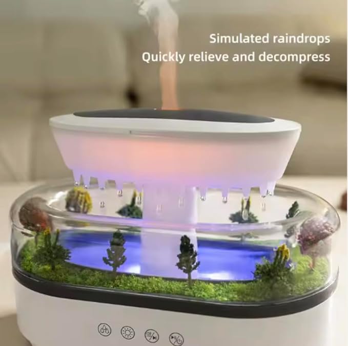 5 in 1 Diffuser Humidifier 250ml, Colorful Light, Raindrop & Natural White Noise, Mini Forest Landscape, Aromatherapy, Natural Sounds. Relaxing Nature Sounds & Sleep Sounds