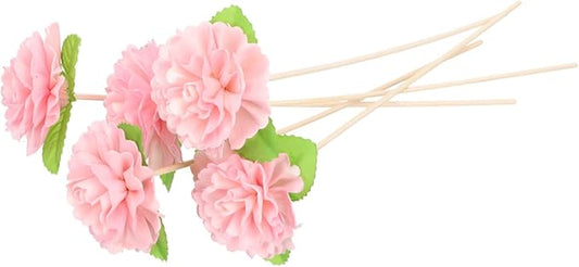 DECHOUS 5pcs Natural Rattan Aroma Diffuser Sticks with Flower Top for Essential Oil Diffusion Fragrance and Home Decor Suitable for Vases and Aromatherapy Bottles
