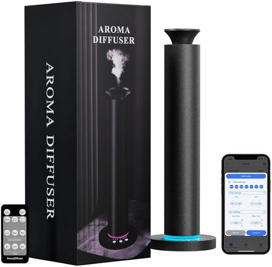 Waterless Scent Diffuser Machine with 4 Lights and Breathing Lights Modes Max Coverage 2500 sq.ft. Essential Oil Diffusers Fragrance Large Room Rechargeable App Remote Control Fruit Green