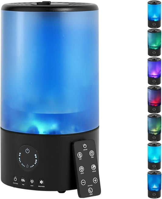 Humidifiers for Bedroom, 3.2L Quiet Ultrasonic Cool Mist Humidifier with 360° Nozzle, 18H Runtime, Timer (1/2/4/8H), Auto Shut-Off, 7-Color RGB Light, Adjustable Mist, for Home, Nursery & Plants