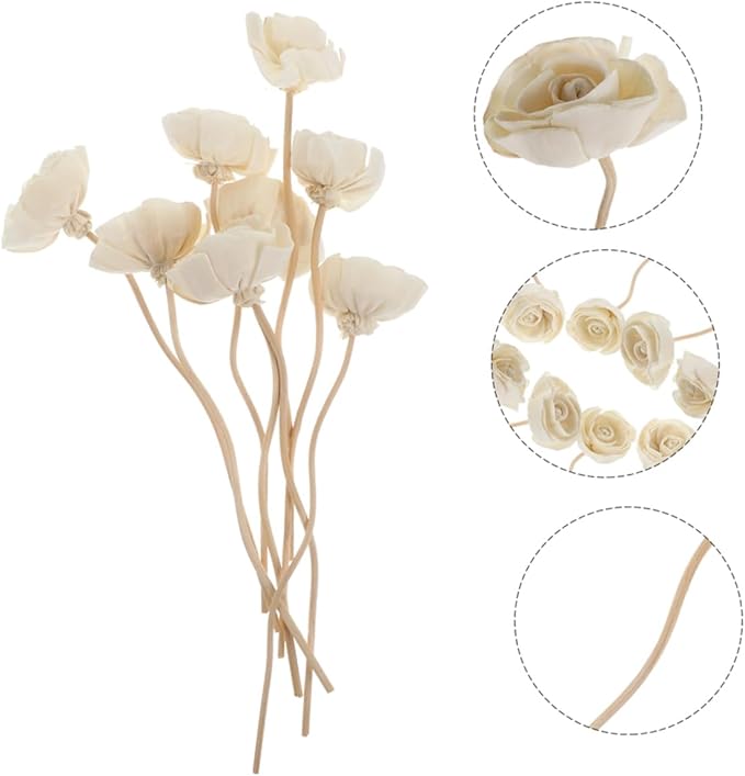 Ipetboom 9pcs Fireless Aroma Rattan Fragrance Sticks for Essential Oil Diffuser Dried Flower Cane Aromatherapy Reeds for Home Car Bedroom Decor and Wedding Scented Diffuser Accessories