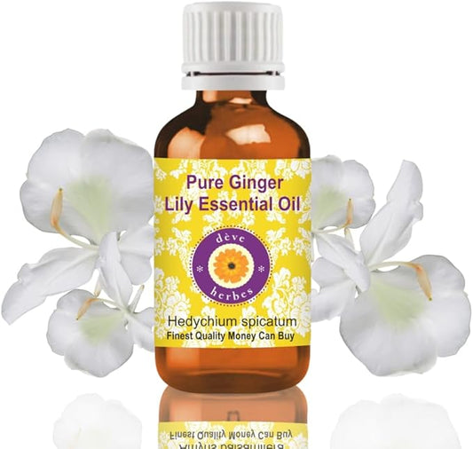 Deve Herbes Pure Ginger Lily Essential Oil (Hedychium spicatum) Steam Distilled 5ml (0.16 oz)