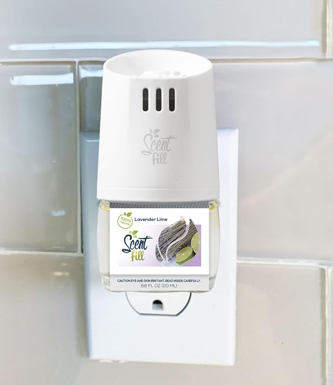 Scent Fill 100% Natural Lavender Lime Plug in Air Freshener, Scented Oil Refills, 3 Refills
