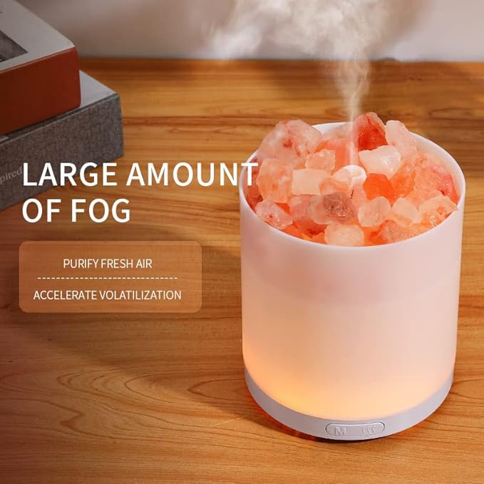 COOZMENT 2-in-1 Himalayan Salt Lamp & Ultrasonic Essential Oil Diffuser, Salt Lamp Diffuser,Humidification,Aromatherapy,USB Interface,7 Color Lights& Waterless Auto-Off.…