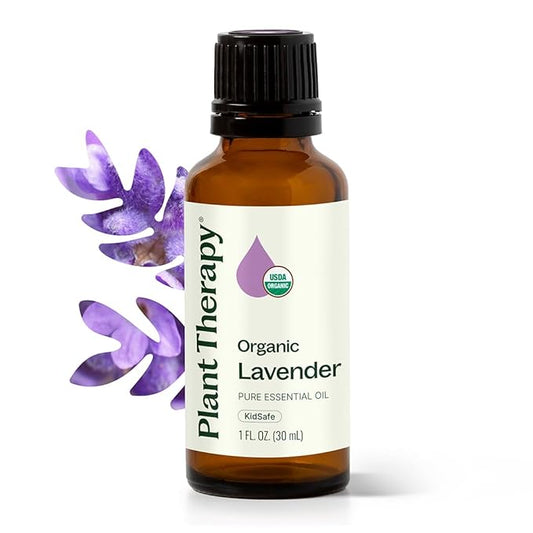 Plant Therapy Organic Lavender Essential Oil 100% Pure, USDA Certified Organic, Undiluted, Natural Aromatherapy for Diffusion & Topical Use, For Skin, Hair, Relaxation, Premium Therapeutic Grade 30 mL