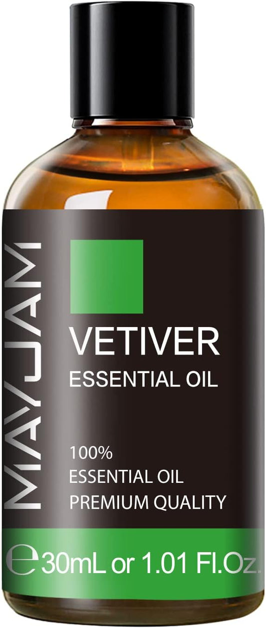 MAYJAM Vetiver Essential Oil 30ML, Pure Vetiver Oil Essential Oils for Aromatherapy, Candles, Soaps(1.01FL.OZ)