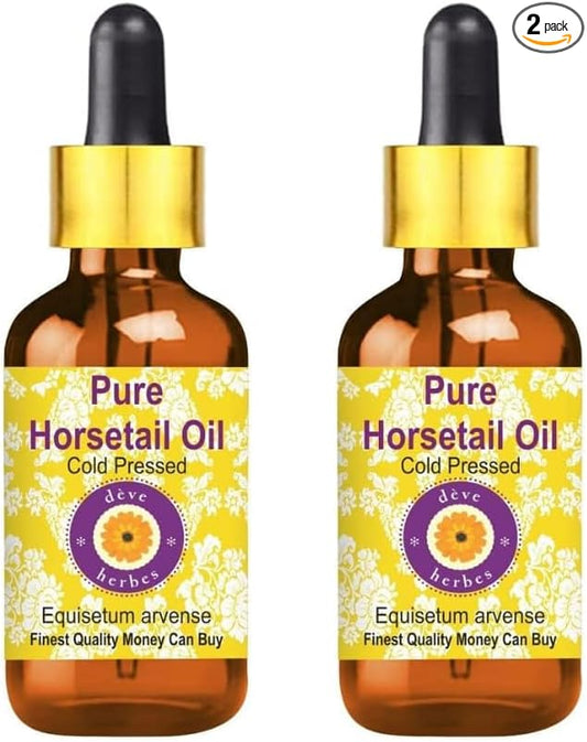 Deve Herbes Horsetail Oil (Equisetum arvense) with Glass Dropper | Cold Pressed | Pure | for Diluting Essential Oils | Hair, Skin & Massage | Non-Sticky | Lightweight | Unisex | 15ml X 2 (1 oz)
