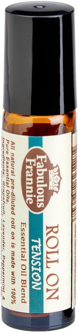 Fabulous Frannie Tension Pre-Diluted Essential Oil Roll-On Ready to use! 100% Pure Essential Oils Lavender, Peppermint, Rosemary & Grapefruit and Coconut Carrier Oil 10ml
