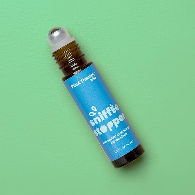 Plant Therapy Kids Sniffle Stopper Essential Oil Blend Pre-Diluted Roll-On 10 mL (1/3 oz) Respiratory Support Blend 100% Pure, Natural Aromatherapy, Therapeutic Grade
