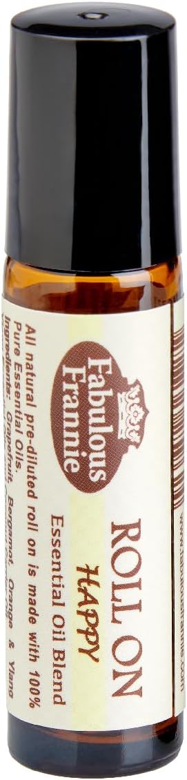 Fabulous Frannie Happy Essential Oil Blend Roll-On Pre-diluted Made with 100% Pure Essential Oil Blend of Bergamot, Grapefruit, Ylang Ylang and Coconut Carrier Oil 10ml (Pack of 1)