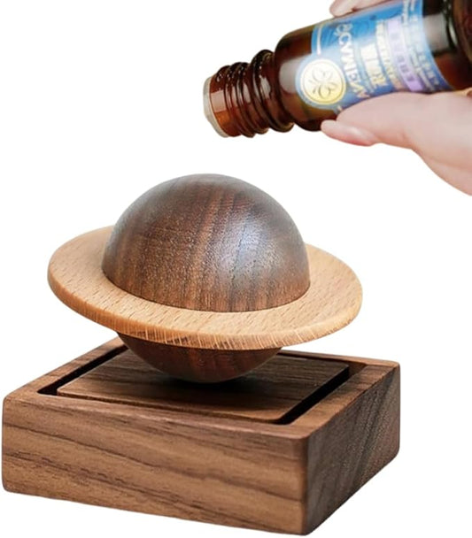 Ouliget Wood Essential Oil Diffuser,Planet Walnut Aroma Therapy,Passive Diffuser for Desk Table Home Office Car Wardrobe Yoga Hall and SPA, Thoughtful Gifts for Yoga Meditation