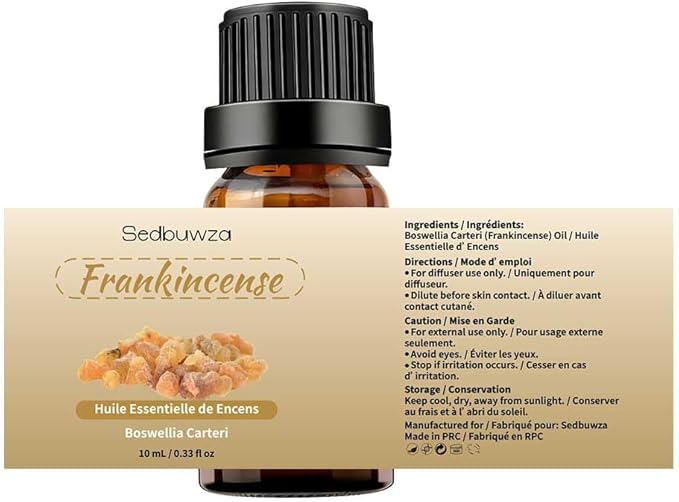 Sedbuwza Frankincense Essential Oil, Pure Organic Frankincense Fragrance Oil for Diffuser, Humidifier, Soap, Candle, Perfume