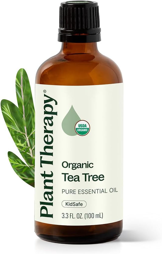 Plant Therapy Organic Tea Tree Oil (Melaleuca) 100% Pure, USDA Certified Organic, Undiluted, Natural Aromatherapy, Therapeutic Grade 100 mL (3.3 oz)