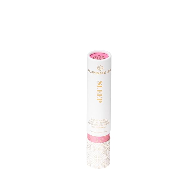 Essential Oil Rollerball - Sleep, 0.34 oz – Rose Quartz Crystal Infused Roll On with Rose, Lavender & Vanilla – Aromatherapy Blend, Vegan, Made in USA, Gift Ready