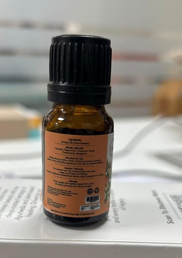 MyAce Orange Essential Oil – 100% Pure & Natural Cold-Pressed Sweet Orange Oil – 0.33 fl oz Amber Glass Bottle with Dropper – Aromatherapy, Diffuser, Candle & Soap Making, Skin & Hair Care