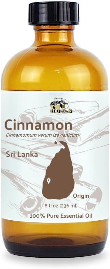 Cinnamon Essential Oil - Direct from Sri Lankan Essential Oils - 100% Pure - Natural Aceite de Canela for Aromatherapy & Wellness - Premium Grade (8oz)