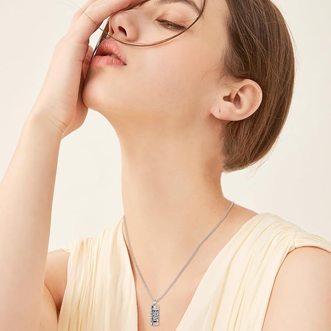 SUPERFINDINGS 2Styles Essential Oil Diffuser Necklace Bracelet Stainless Steel Aromatherapy Locket Column Pendant Set with 20Pcs Perfume Pads Adjustable Necklaces Bracelet for Christmas Birthday Gifts