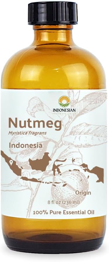 Nutmeg Essential Oil - Direct from Central Java, Indonesia - Pure Essential Oils for Diffusers, Muscle Relief and Aromatherapy | Premium Therapeutic Grade (8oz)
